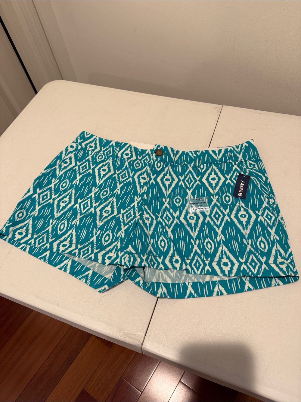 NWT BlokecoreTeal & White 3”Chino Trouser Short Diamond Tile Pattern Coastal 10